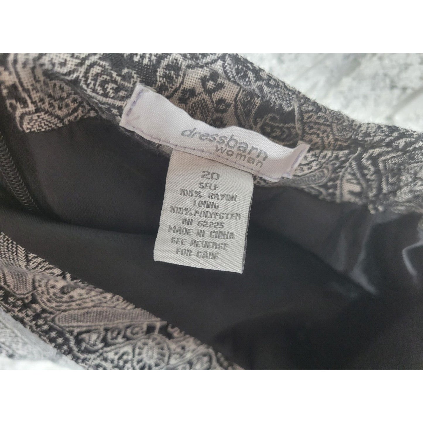 Dress Barn Womens Skirt 20 Plus Midi Pencil Straight Black Geometric Fringe