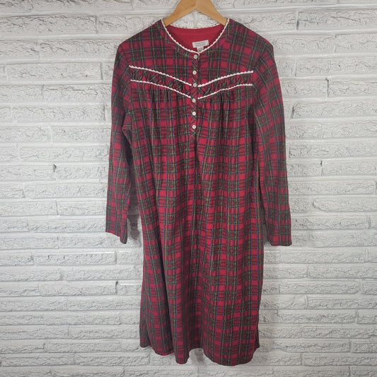 Celestial Dreams Womens Robe XL Long Sleeve Red Plaid Flannel Ric Rac Loungewear