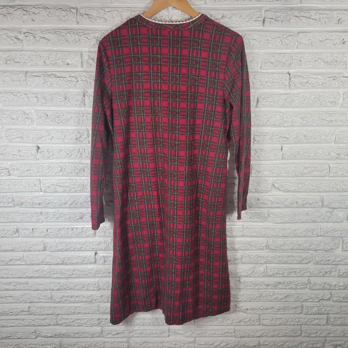 Celestial Dreams Womens Robe XL Long Sleeve Red Plaid Flannel Ric Rac Loungewear