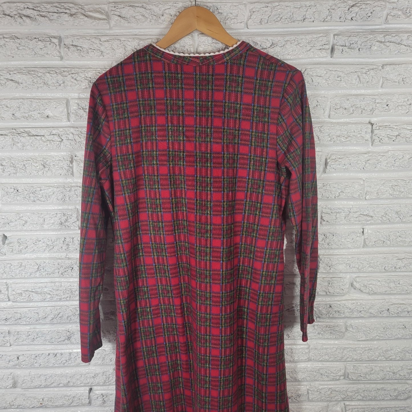 Celestial Dreams Womens Robe XL Long Sleeve Red Plaid Flannel Ric Rac Loungewear