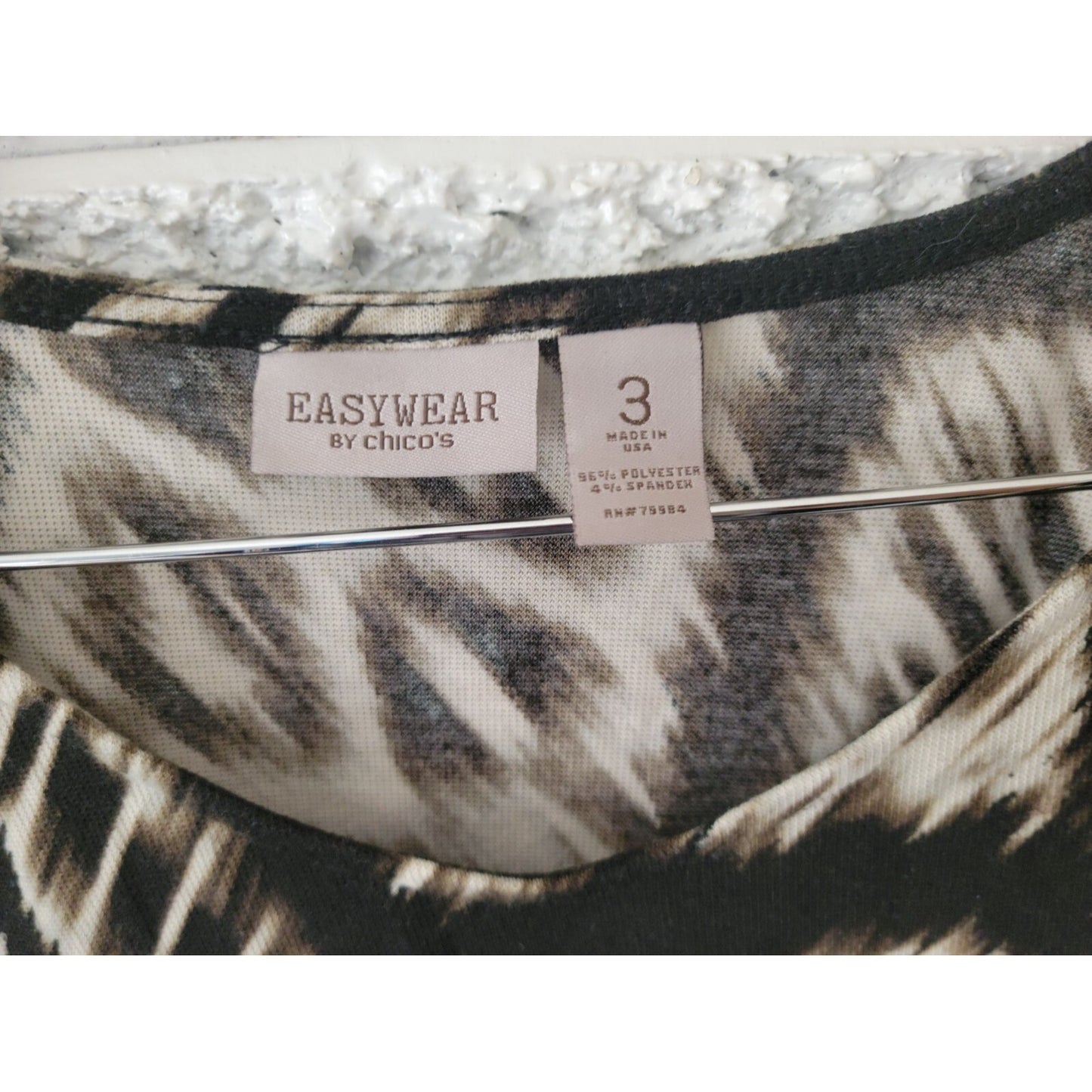 Chicos Easywear Womens Top 3 Standard Extra Large Sleeveless Black Animal Print