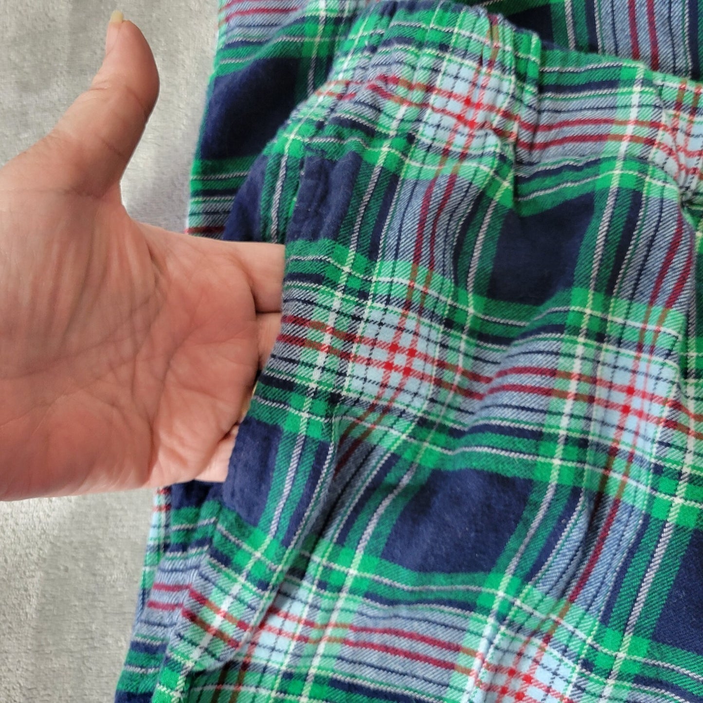 Lands End Womens Pajama Pants 2X Plus Pull On Green Red Plaid Cotton Lightweight