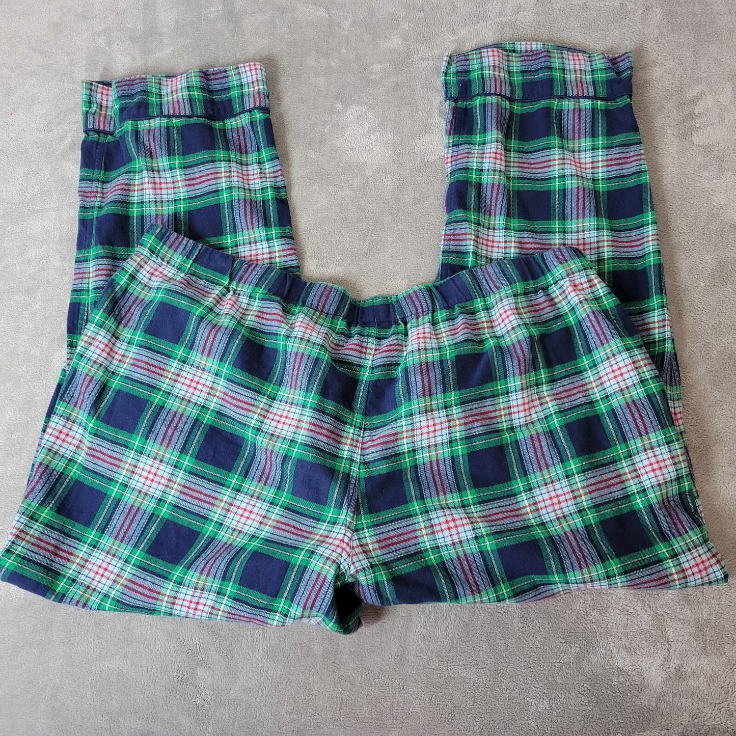 Lands End Womens Pajama Pants 2X Plus Pull On Green Red Plaid Cotton Lightweight