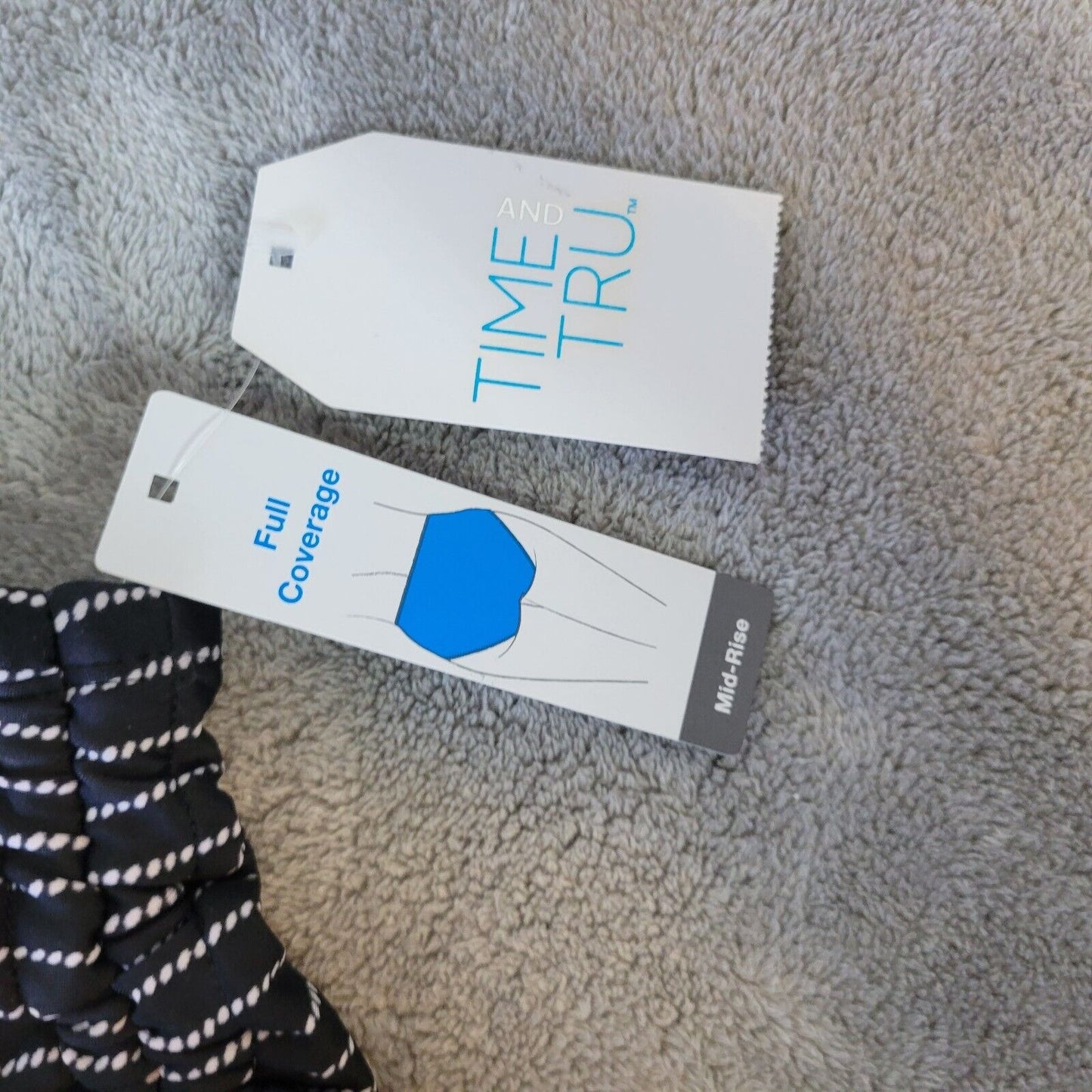 Time Tru Womens Bikini Bottom 2X 20W 22W Plus Swimwear Black Stripe Poly Blend