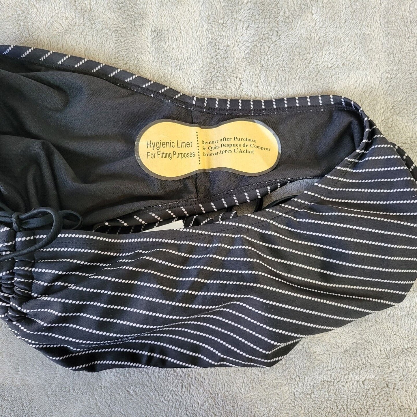Time Tru Womens Bikini Bottom 2X 20W 22W Plus Swimwear Black Stripe Poly Blend