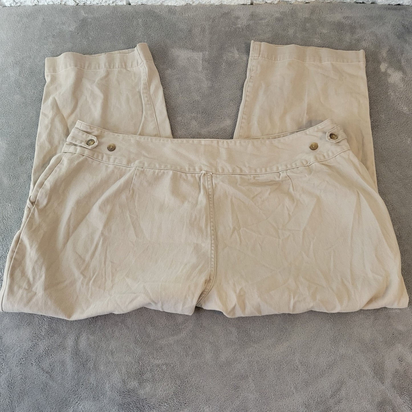 CJ Banks Womens Pants 24W Plus Cropped Beige Cotton Zip Fly Adjustable Waist