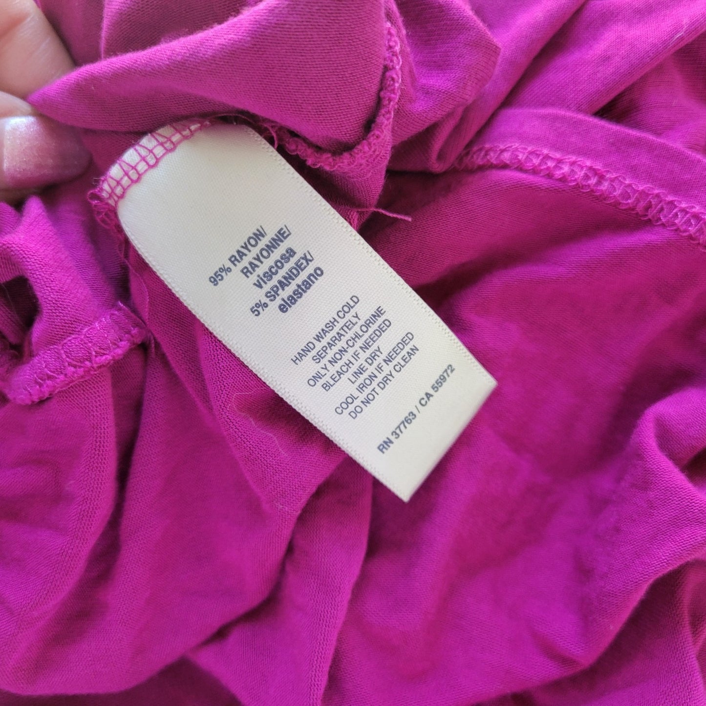 Rafaella Womens Top Extra Large XL 3/4 Sleeve Chain Neck Purple Comfy Casual