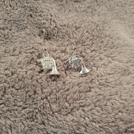 French Horns Womens Earrings One Pair Music Silver Tone Alloy Band Orchestra