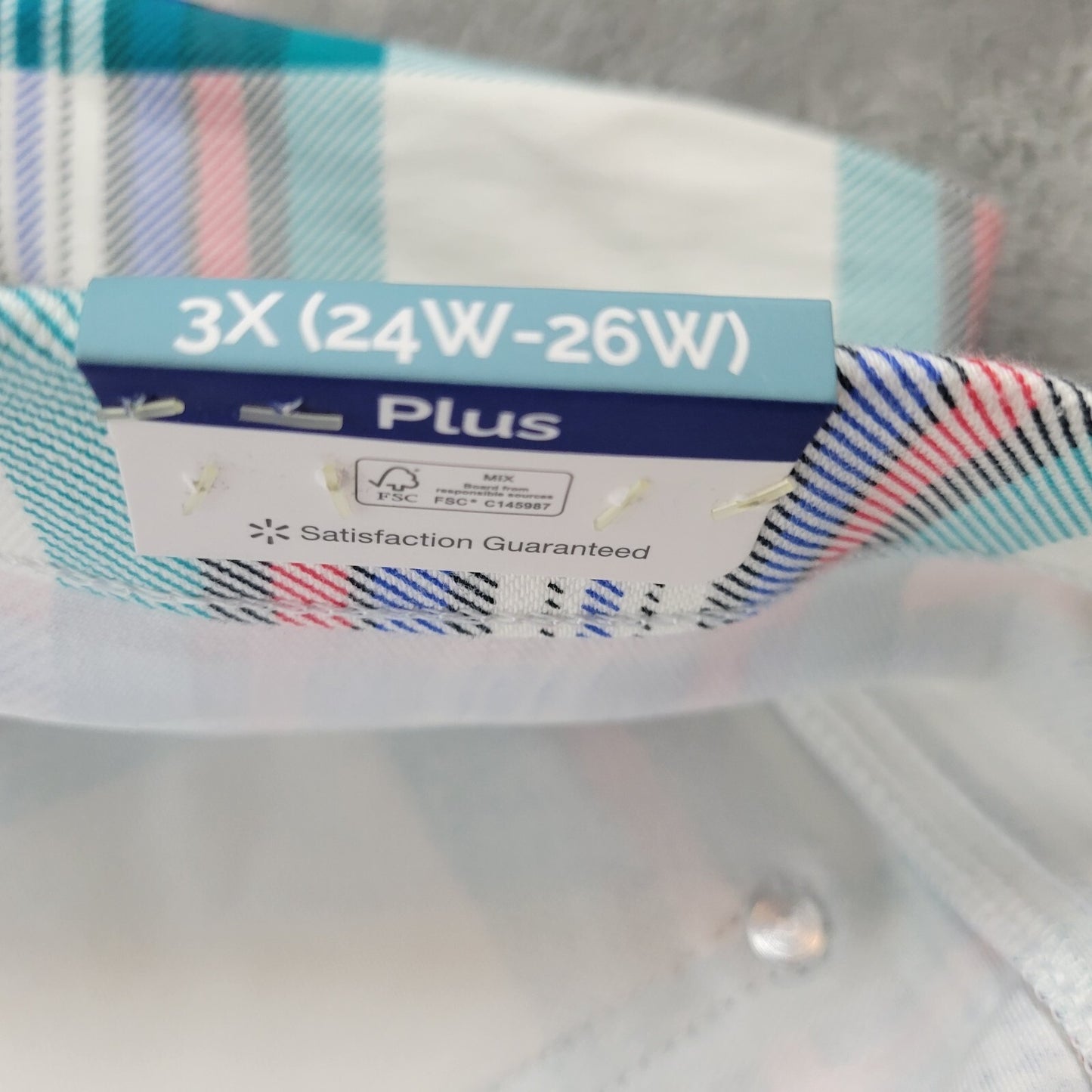 Terra Sky Womens Pants 3X 24W 26W Plus Pull On Cropped Red Plaid Cotton Blend