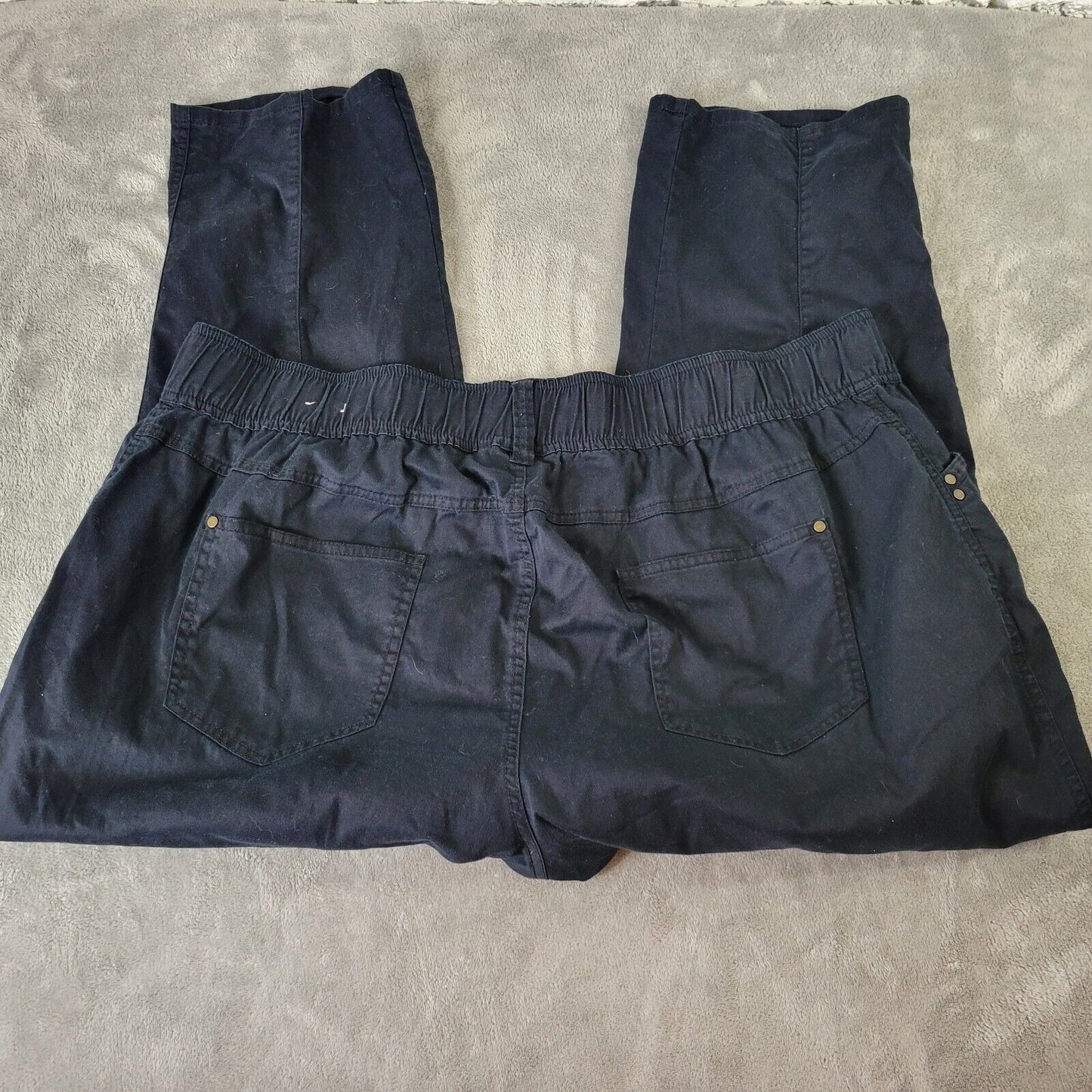Catherines Womens Pants 2XWP Petite Straight Leg Comfort Waist Black Zip Fly