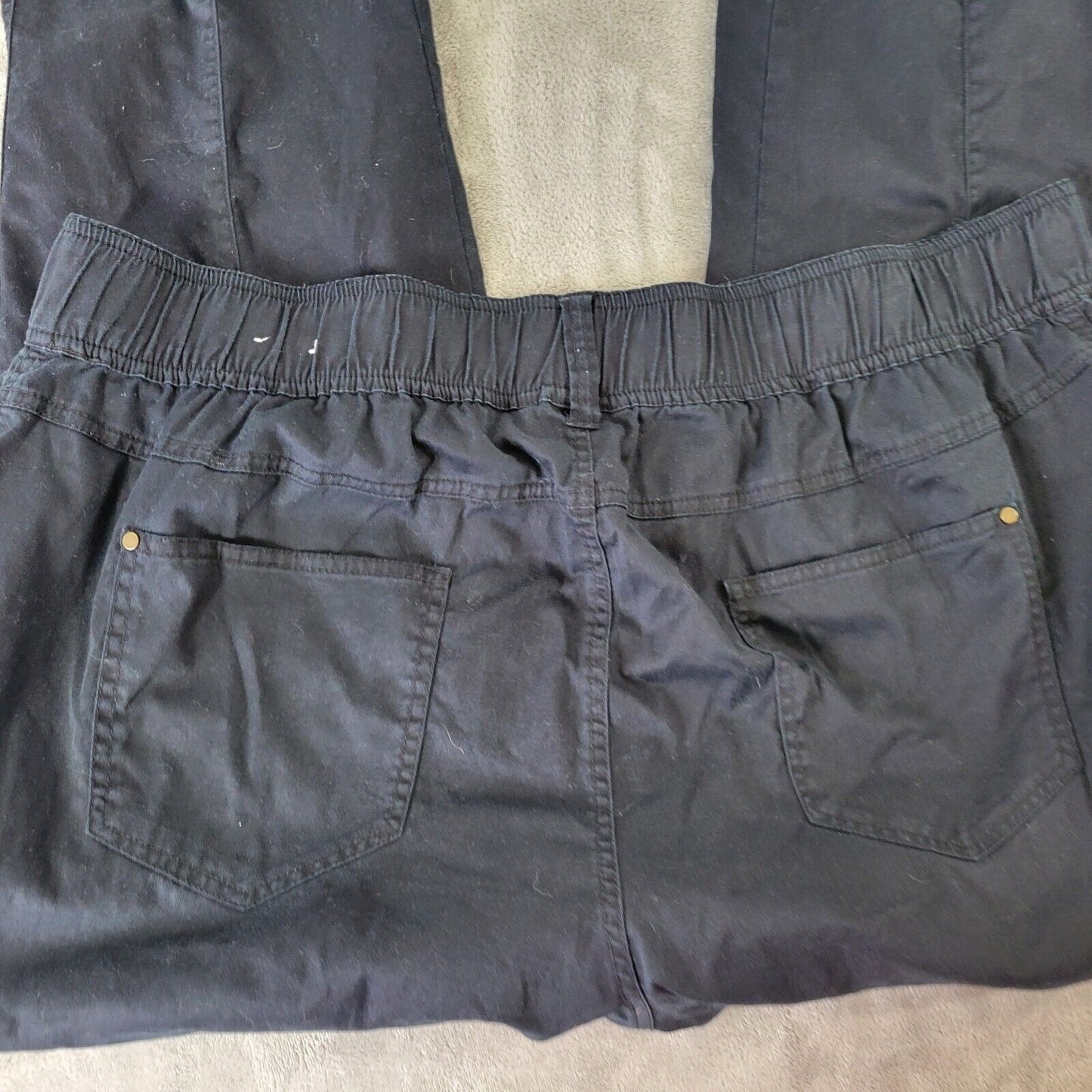 Catherines Womens Pants 2XWP Petite Straight Leg Comfort Waist Black Zip Fly