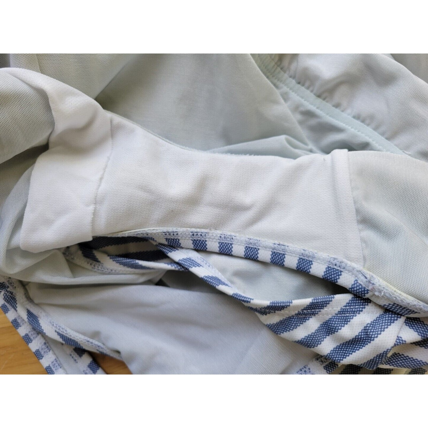 Time Tru Womens Swimsuit 1X One Piece Blue Stripe Plunge Bra Lined Wide Strap