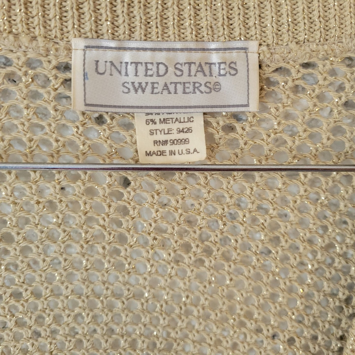 United States Sweaters Womens Sweater 22W 24W Cardigan Open Beige Gold Metallic