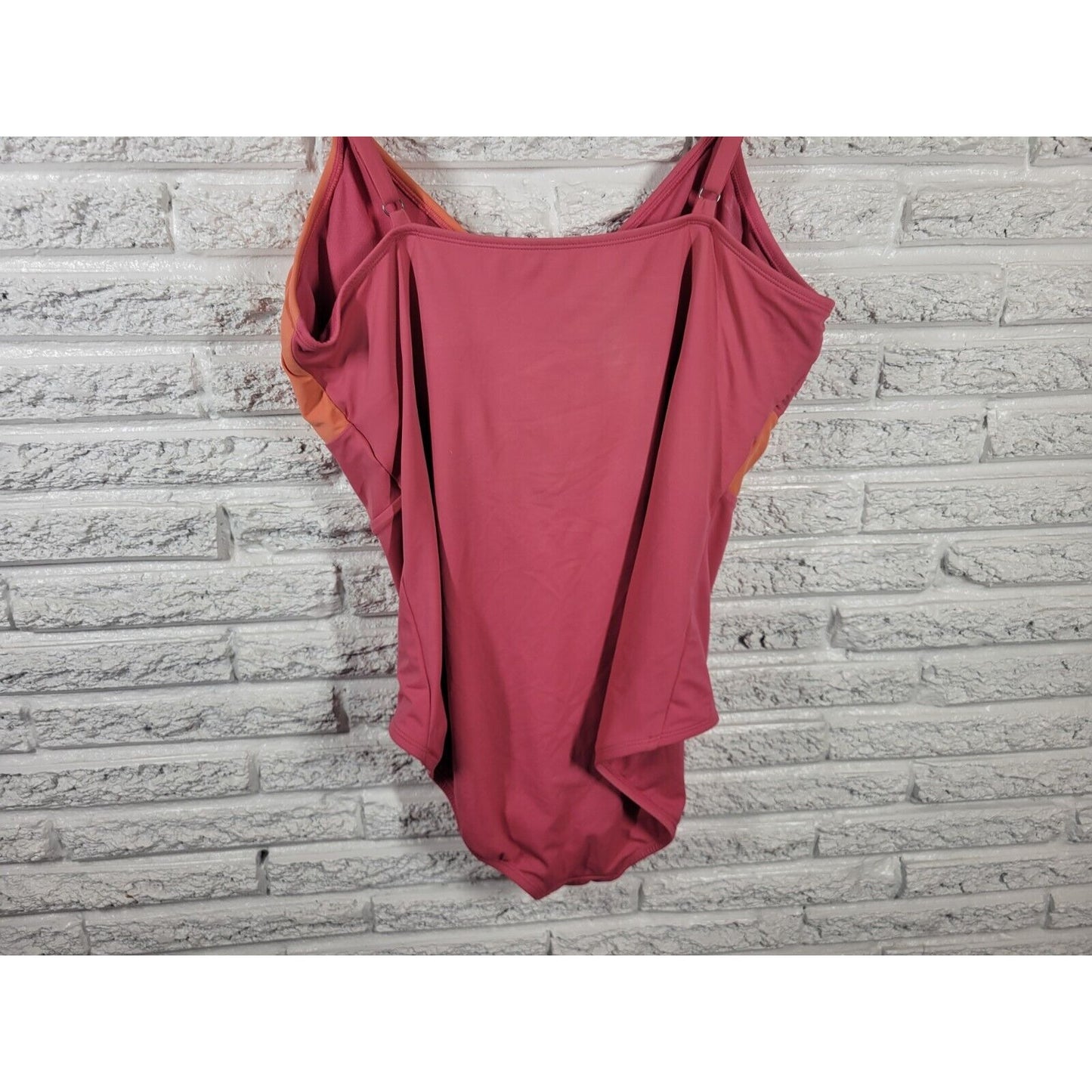 Time Tru Womens Swimsuit 2X One Piece Pink Open Belly Adjustable Spaghetti Bra