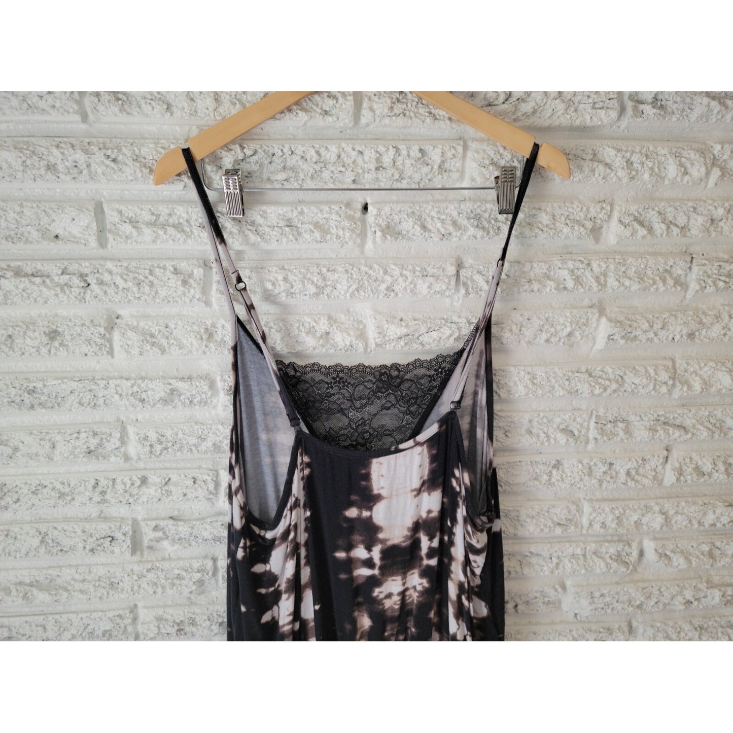 Cacique Women Pajama 22 24 Romper Wide Leg Adjustable Spaghetti Black Watercolor