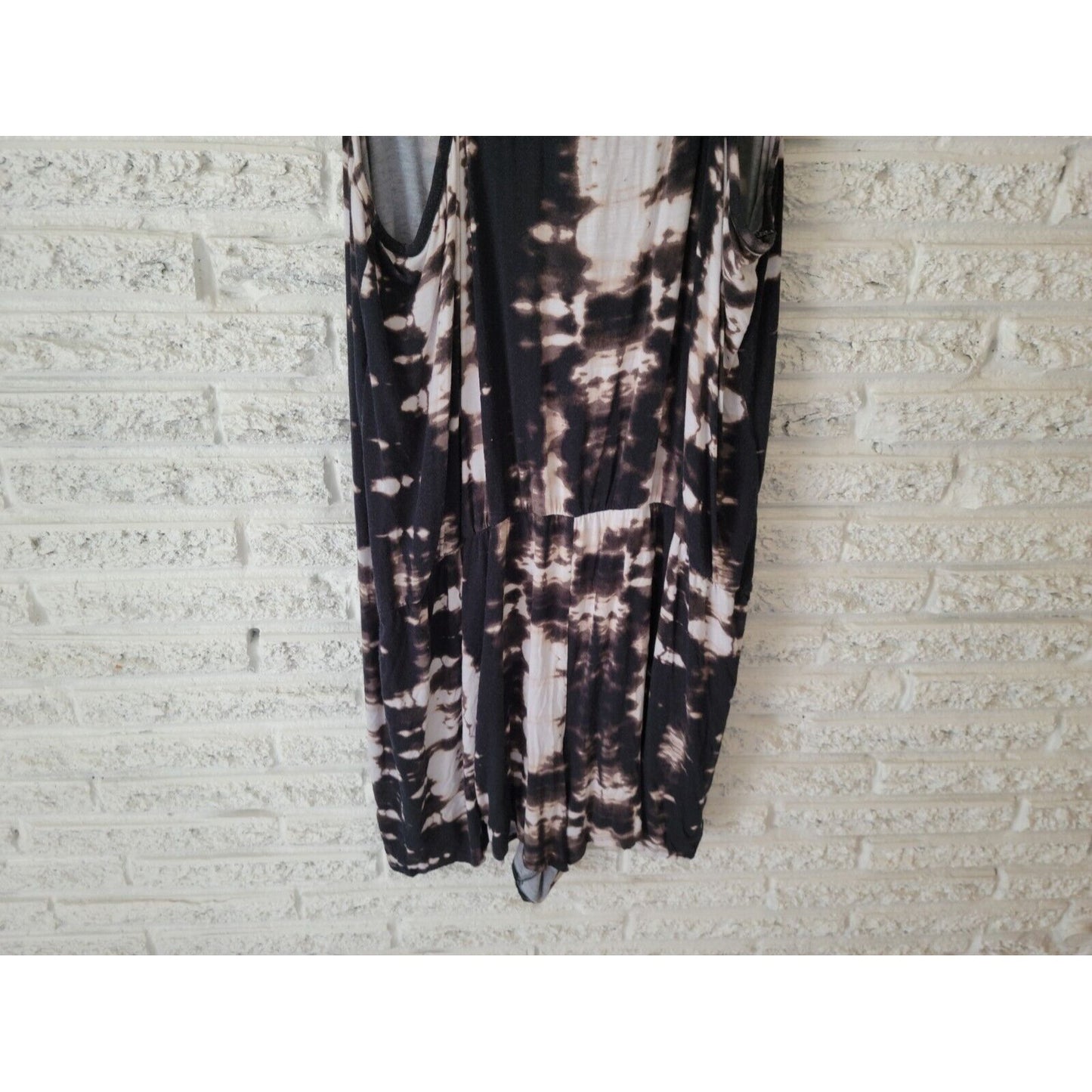 Cacique Women Pajama 22 24 Romper Wide Leg Adjustable Spaghetti Black Watercolor