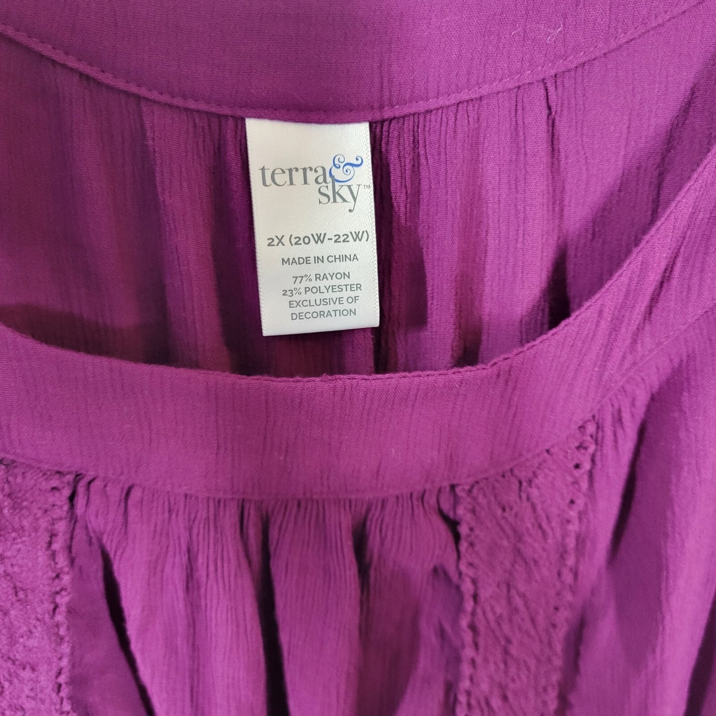 Terra Sky Womens Dress 2X Plus Mini Bell Cold Shoulder Sleeve Purple Lace Trim