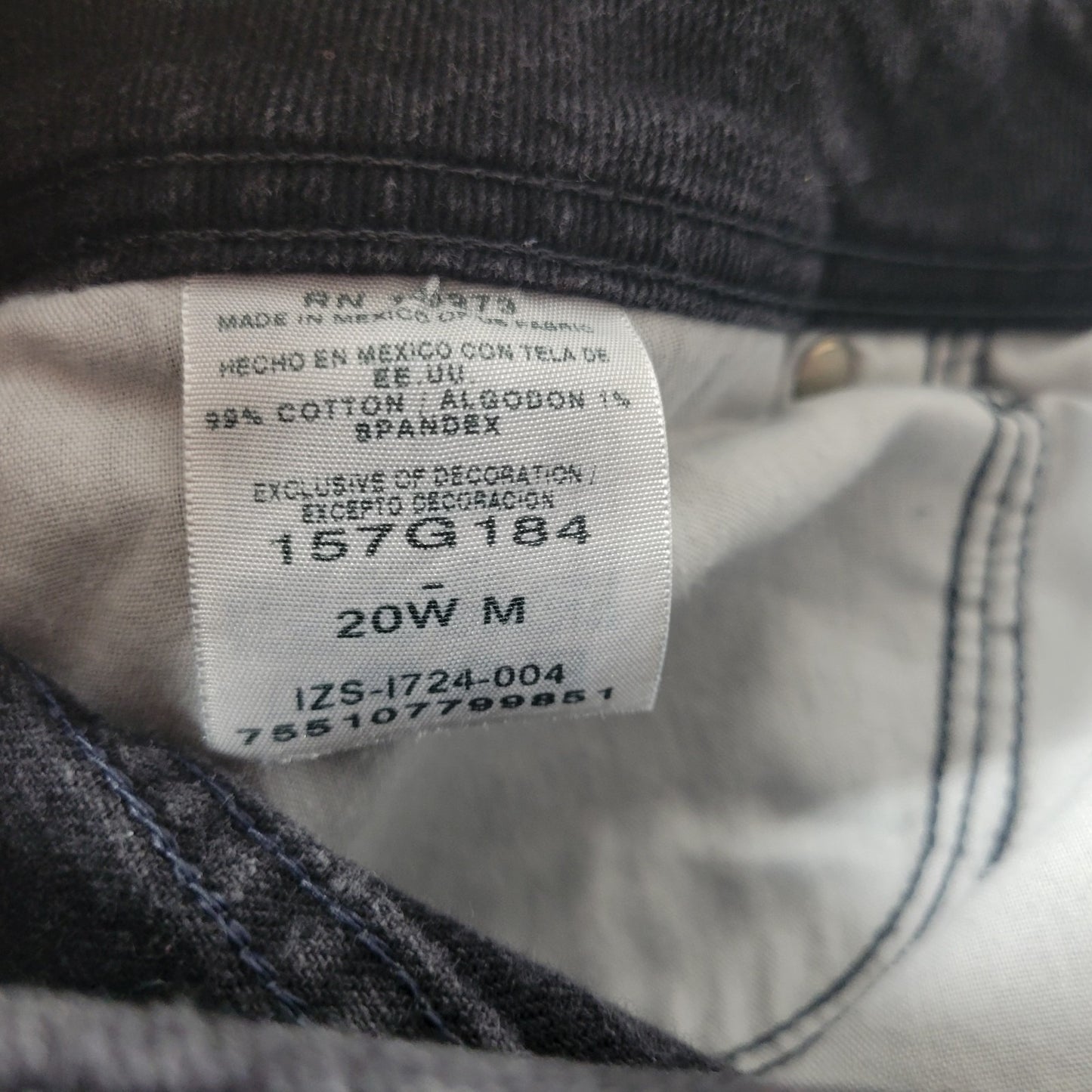 Riders Lee Womens Jeans 20W Plus Straight Leg Black Denim Wash Zip Fly Comfy