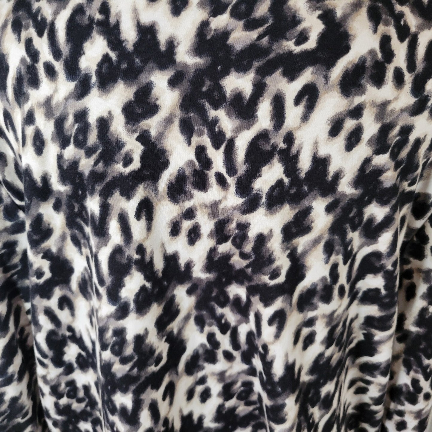 Kim Rogers Womens Top 2X Plus 3/4 Sleeve Black Animal Print Lightweight Cotton