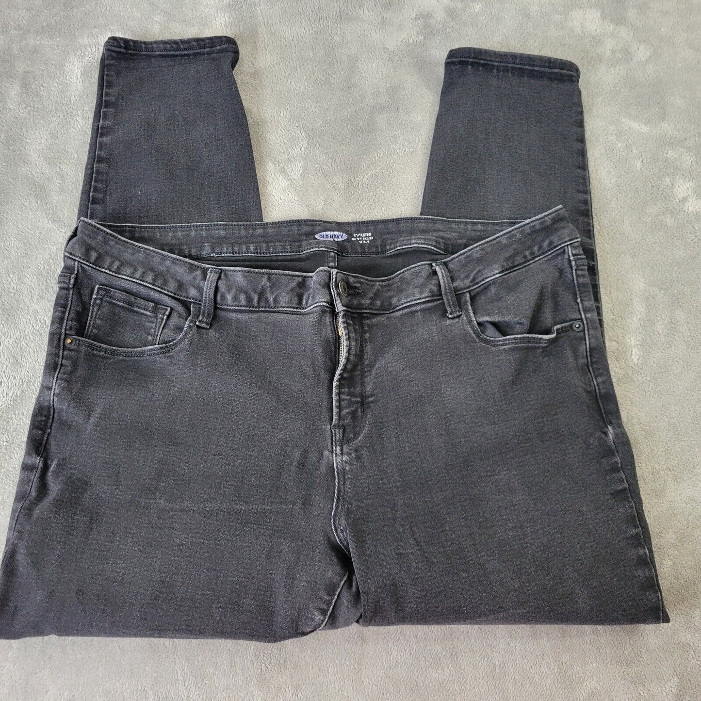 Old Navy Rockstar Womens Jeans 20 Super Skinny Black Denim Comfy Cotton Blend