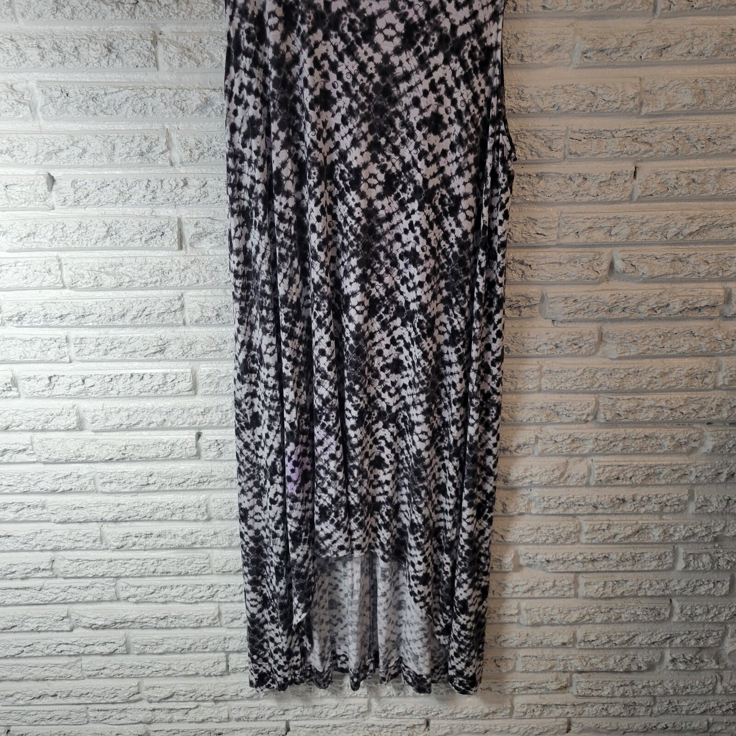 George Womens Dress 4X Plus Tank Black White Tie Die Asymmetric High Low Casual