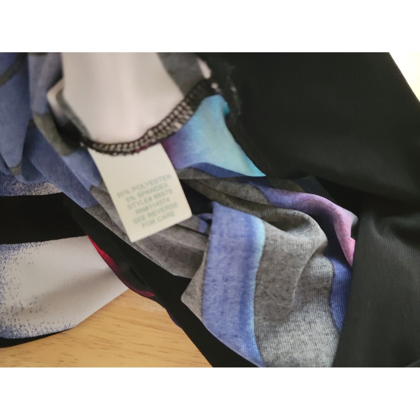 Maurices Womens Top 2 2X Plus Draped Neck Blue Watercolor Poly Blend Casual