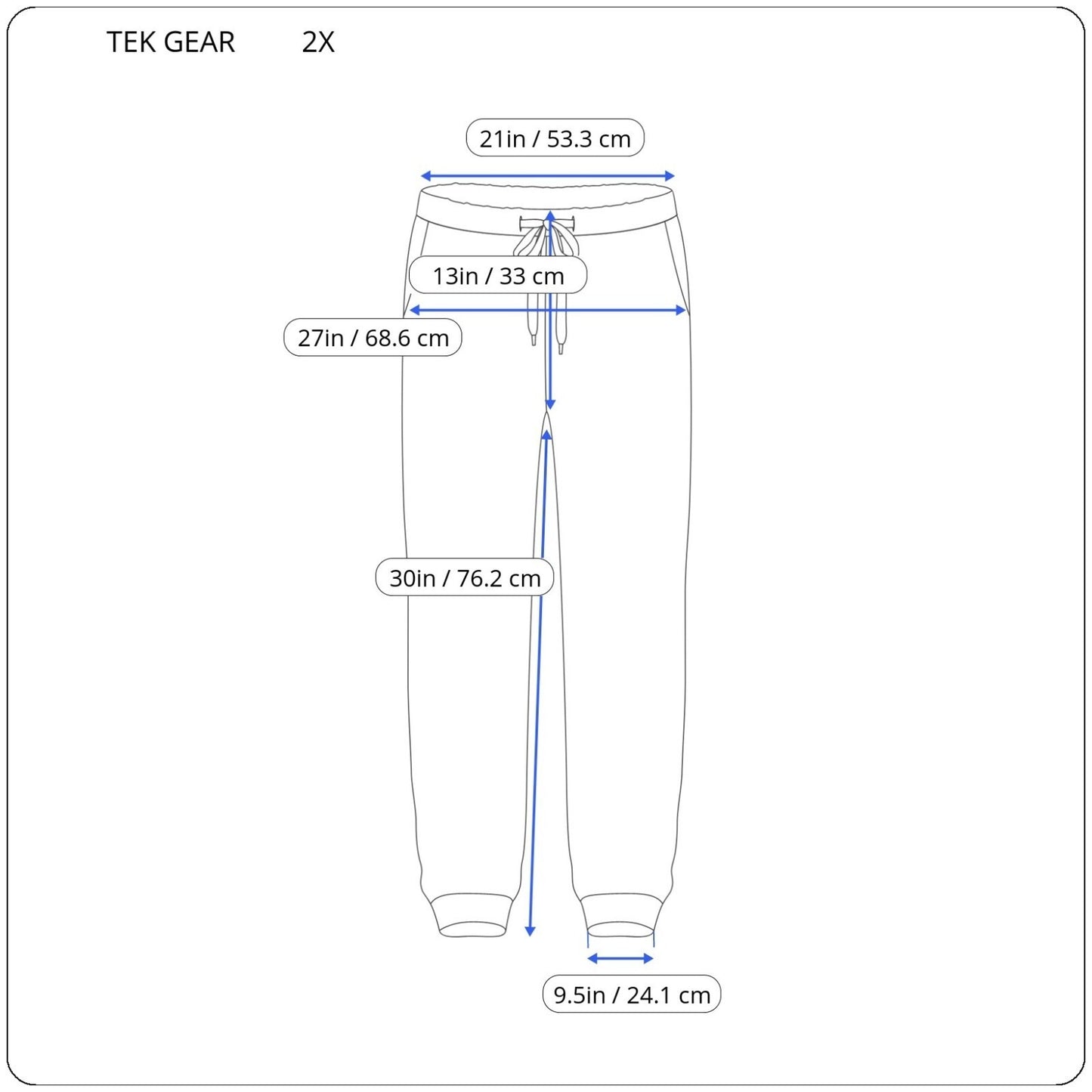 Tek Gear Womens Sweatpants 2X Plus Pull On Drawstring Pockets Black Polyester