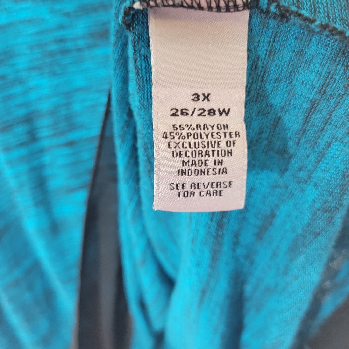 Catherines Womens Top 3X Plus Tunic 3/4 Sleeve Blue Heather Keyhole Chiffon Hem
