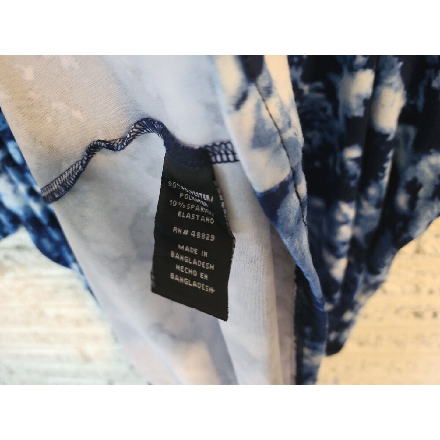 Rouge Collection Women Dress 2X Short Mini Blue Tie Dye Spaghetti Cold Shoulder