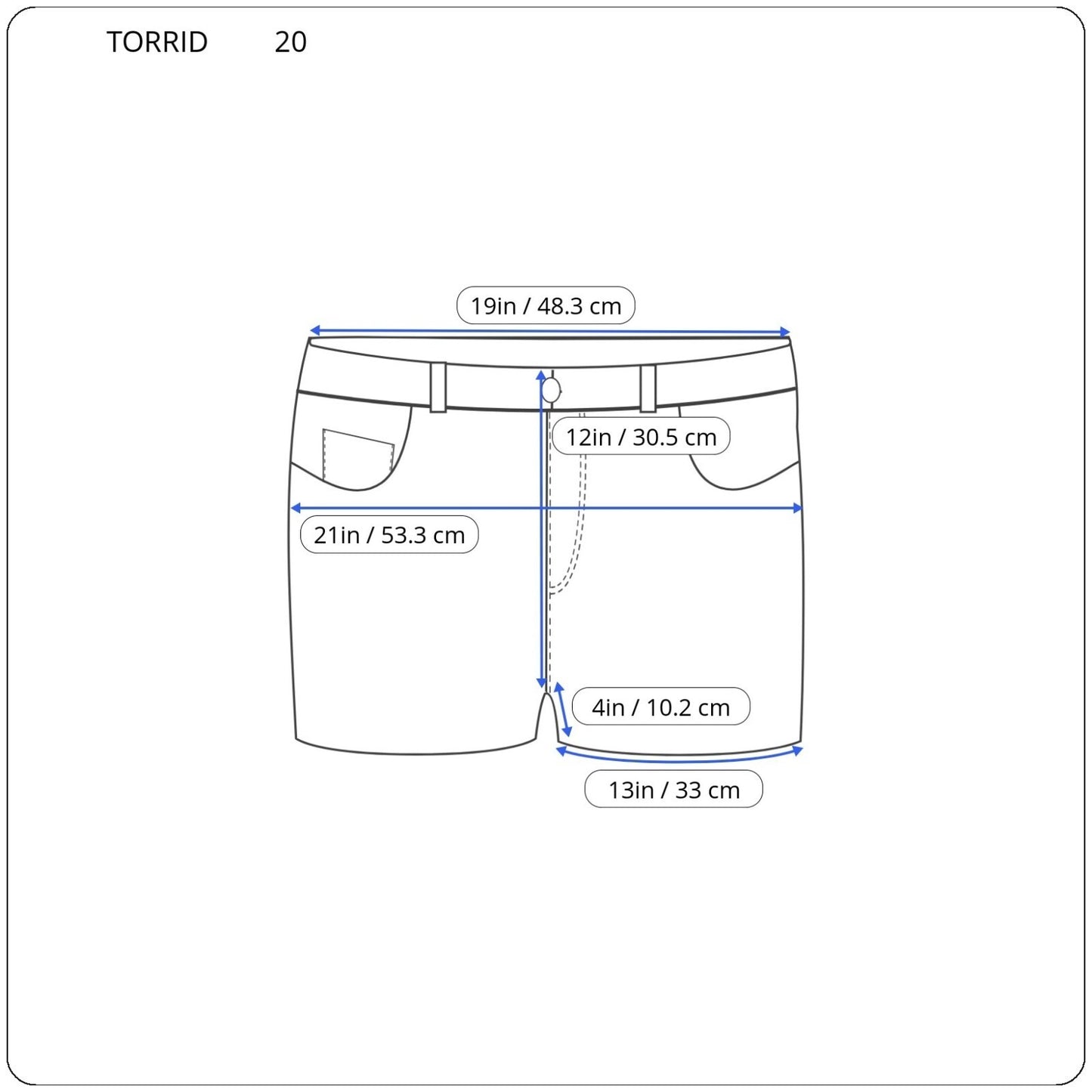 Torrid Womens Shorts 20 Plus Medium Blue Denim Distressed Frayed Cuff Button Fly