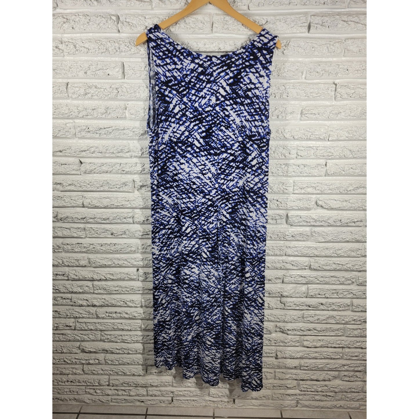 Ana Womens Dress 2X Plus Tank Shift Blue Watercolor Asymmetric High Low Beach