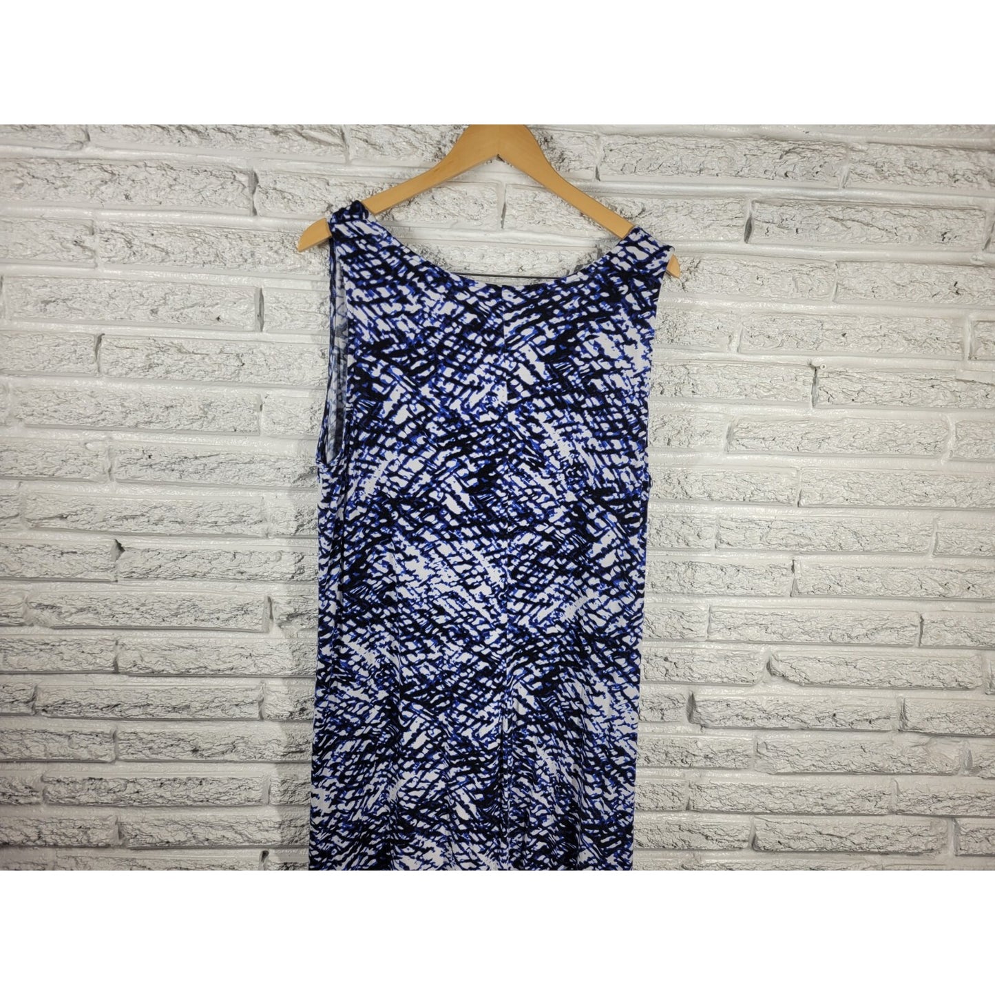 Ana Womens Dress 2X Plus Tank Shift Blue Watercolor Asymmetric High Low Beach