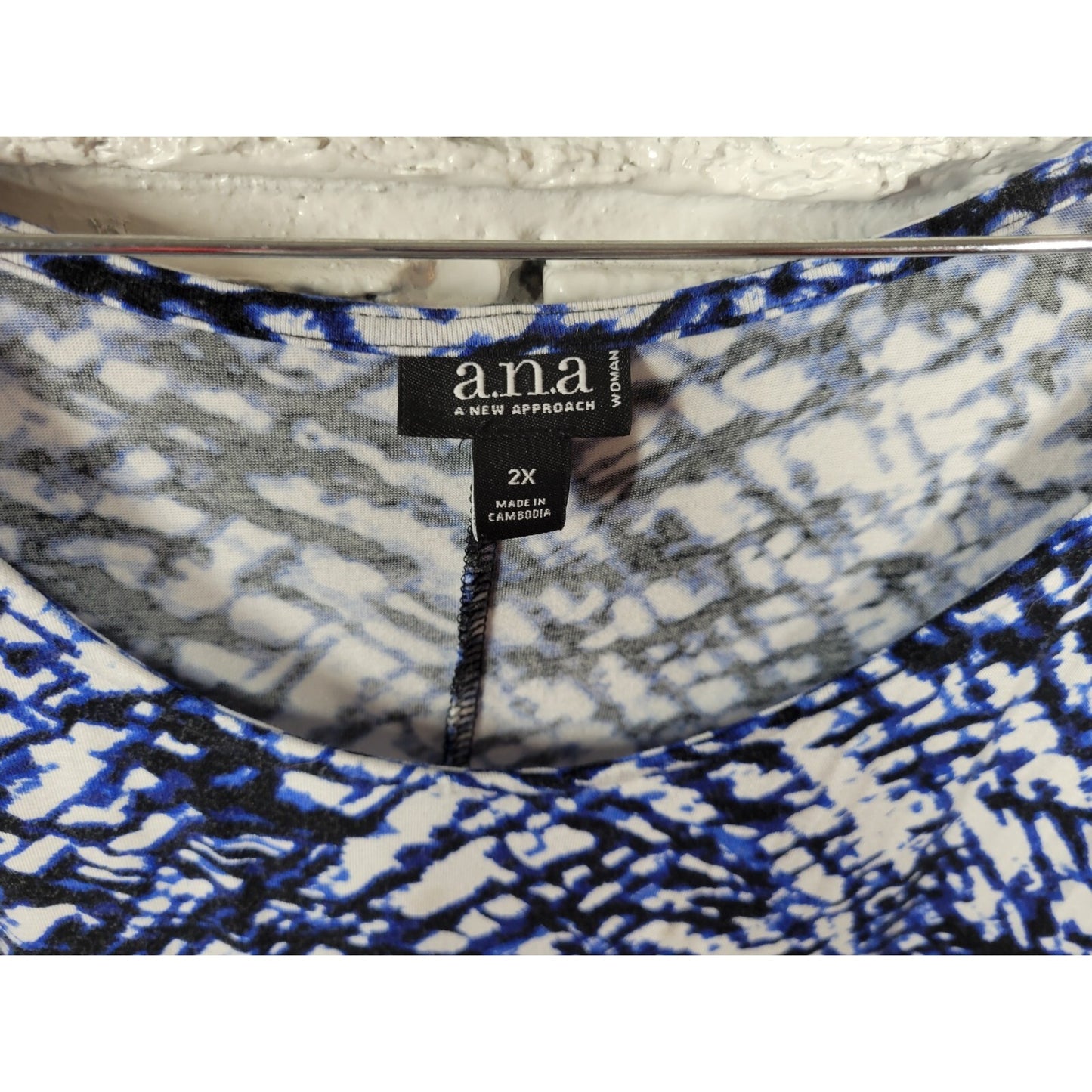 Ana Womens Dress 2X Plus Tank Shift Blue Watercolor Asymmetric High Low Beach
