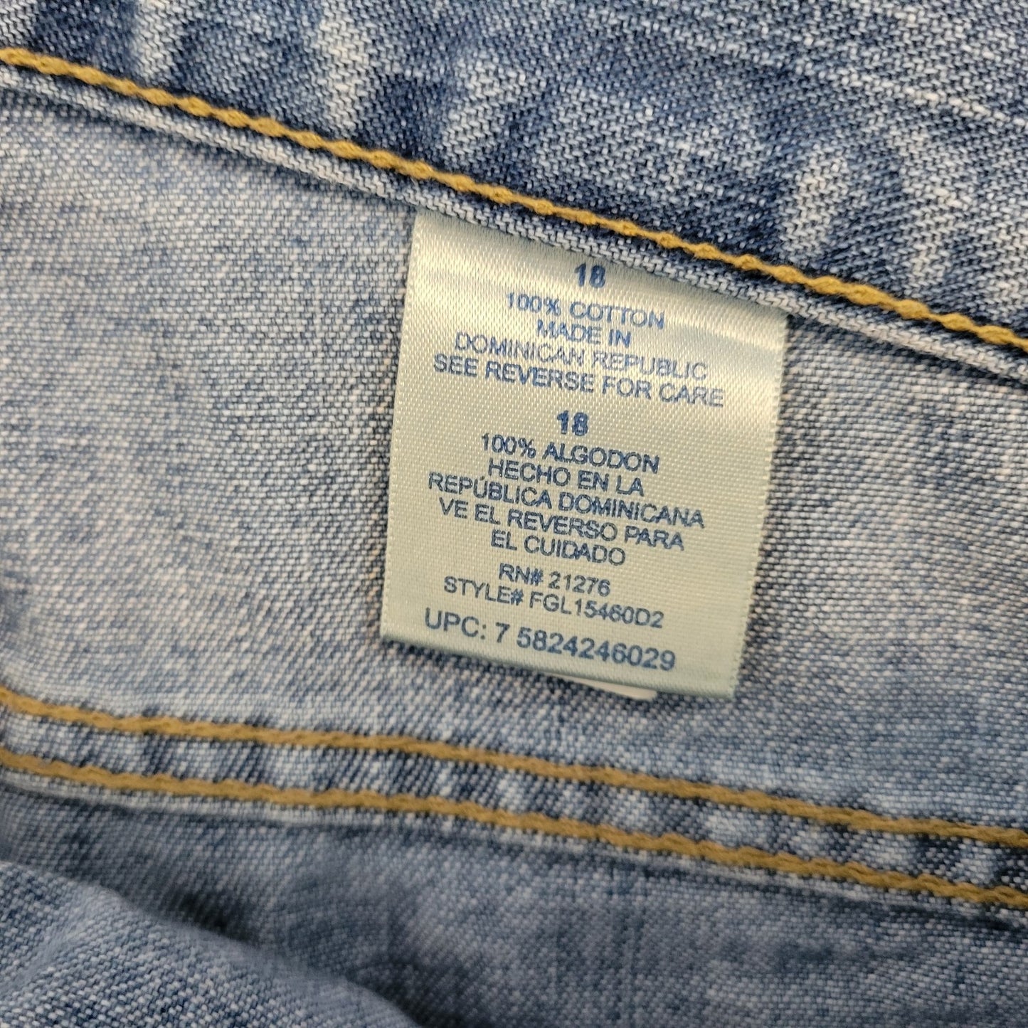 Faded Glory Womens Shorts 18 Plus Medium Blue Denim Zip Fly Pockets Cotton