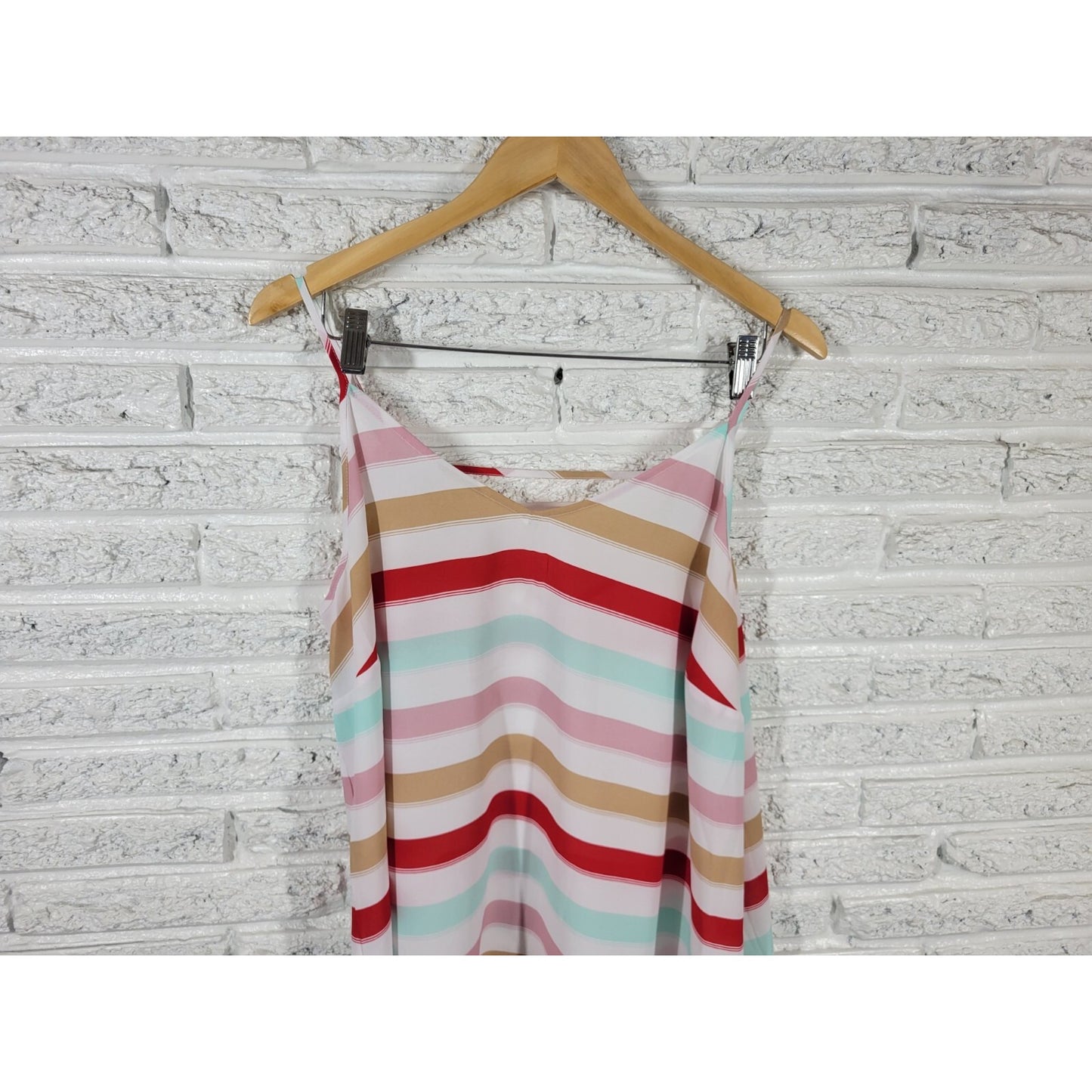 Maurices Womens Top 1 1X Plus Camisole Red Stripe Lightweight Sheer Polyester