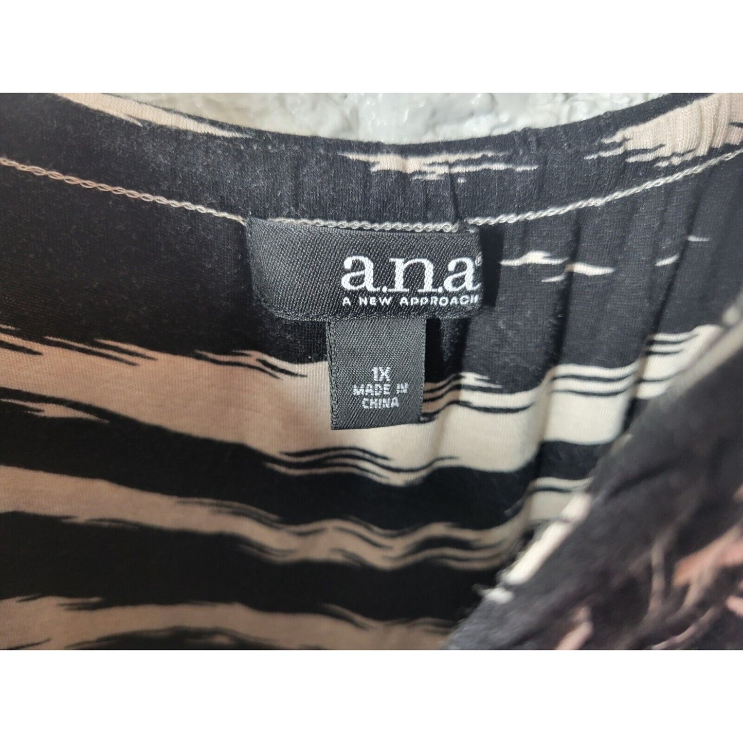 Ana Womens Dress 1X Plus Sleeveless Maxi Sheath Black Watercolor Braided Strap