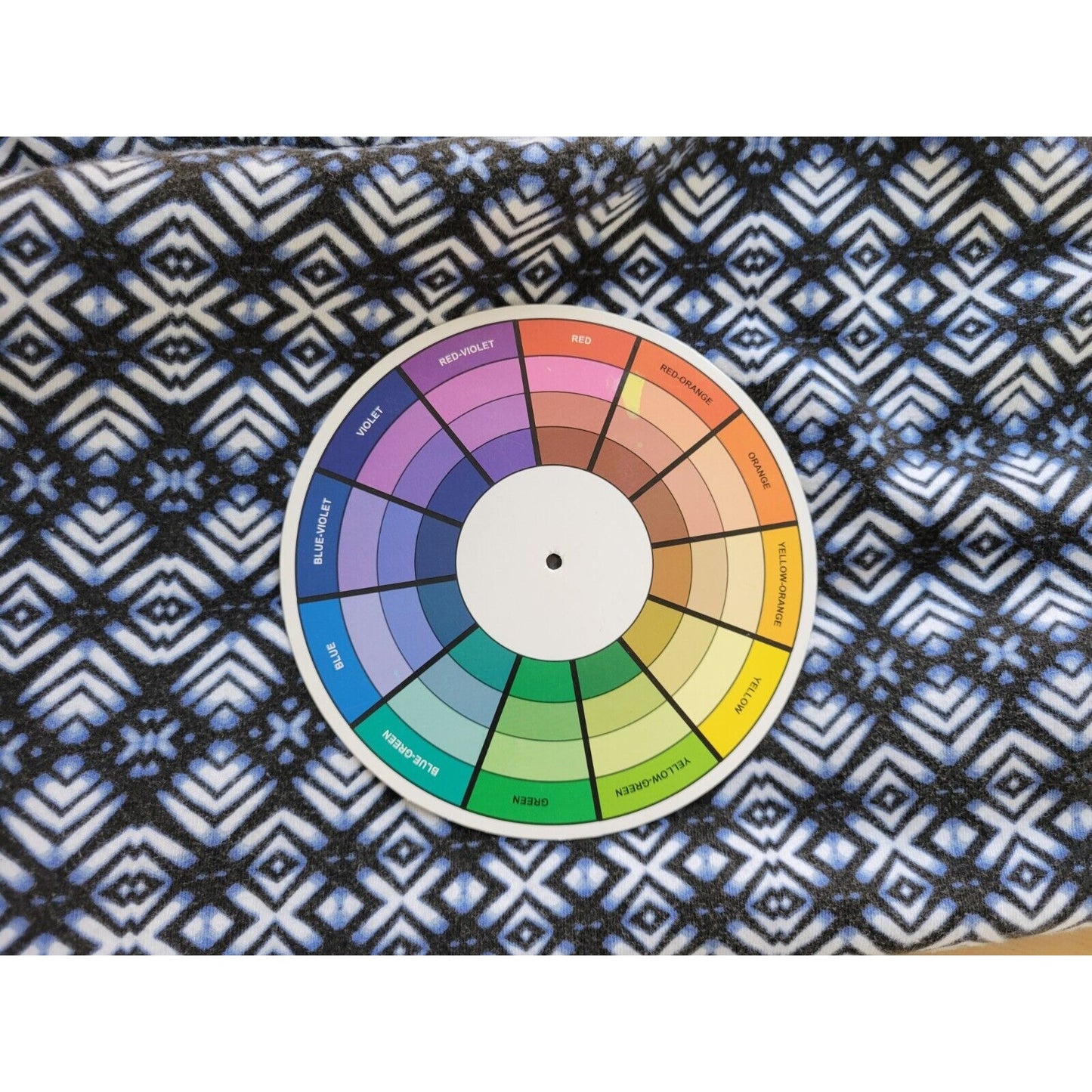 Roamans Womens Top 2X Plus Tunic 3/4 Sleeve Blue Geometric Pullover Cotton