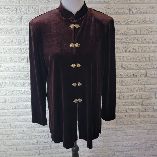 R&M Richards Karen Kwon Jacket Extra Large Deep Purple Velour Lined Formal