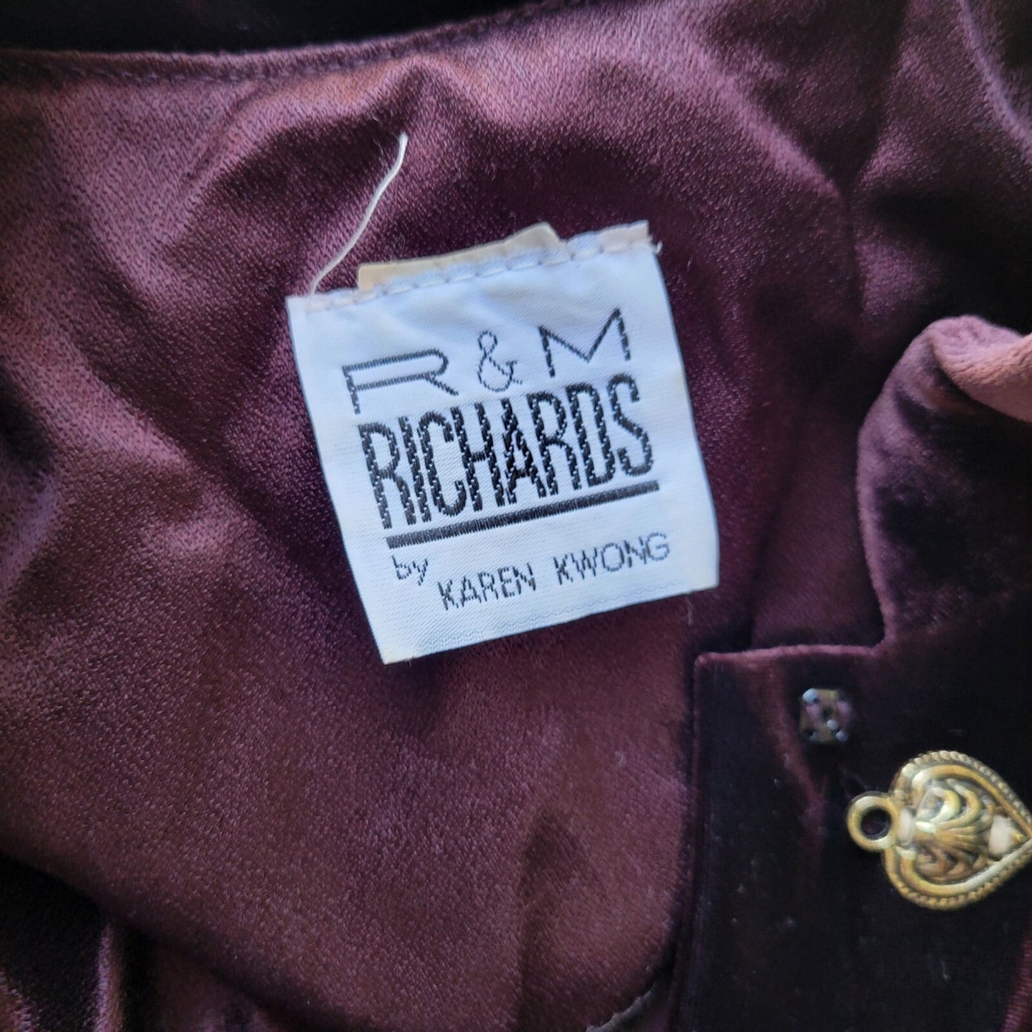 R&M Richards Karen Kwon Jacket Extra Large Deep Purple Velour Lined Formal