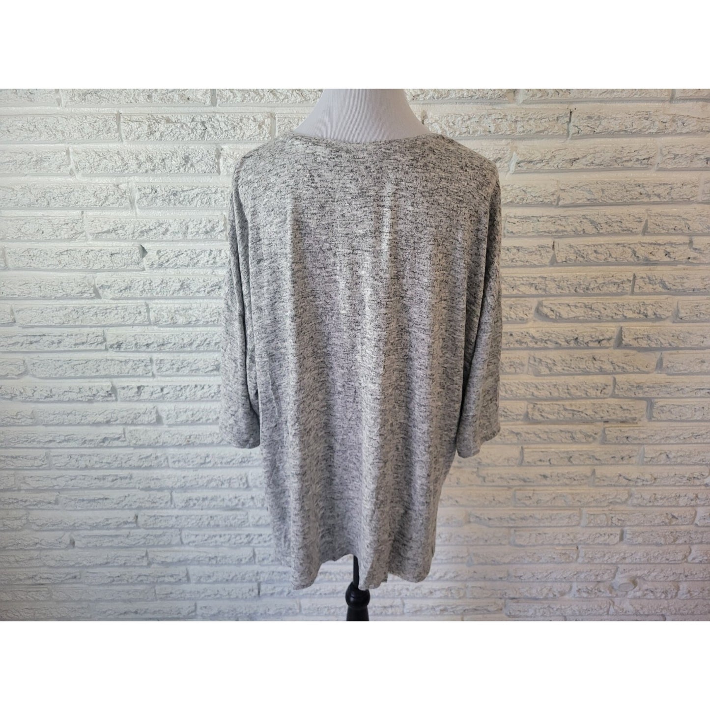 Chelsea Theodore Womens Top XXL Plus Tee Short Sleeve Gray Heather Pocket New