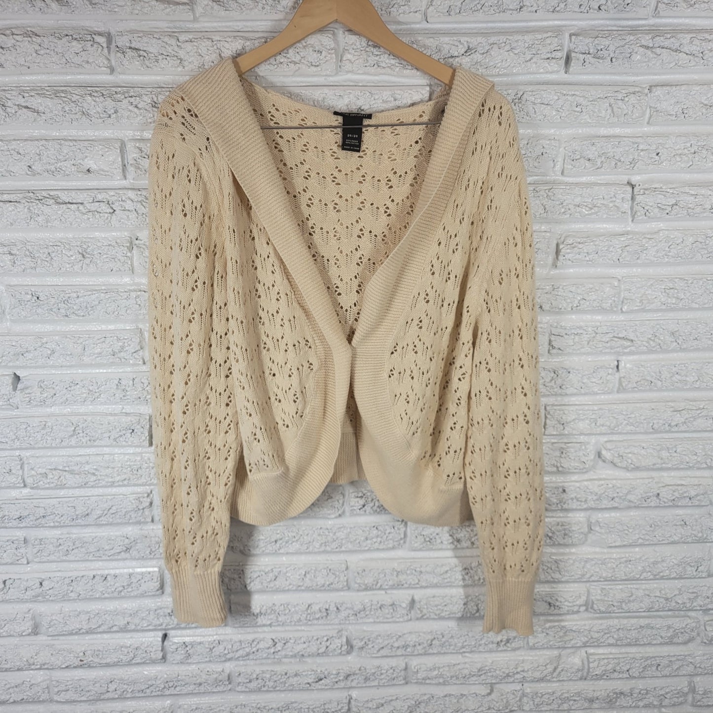 Lane Bryant Womens Sweater 26 28 Plus Cardigan Crop Hoodie One Button Off White