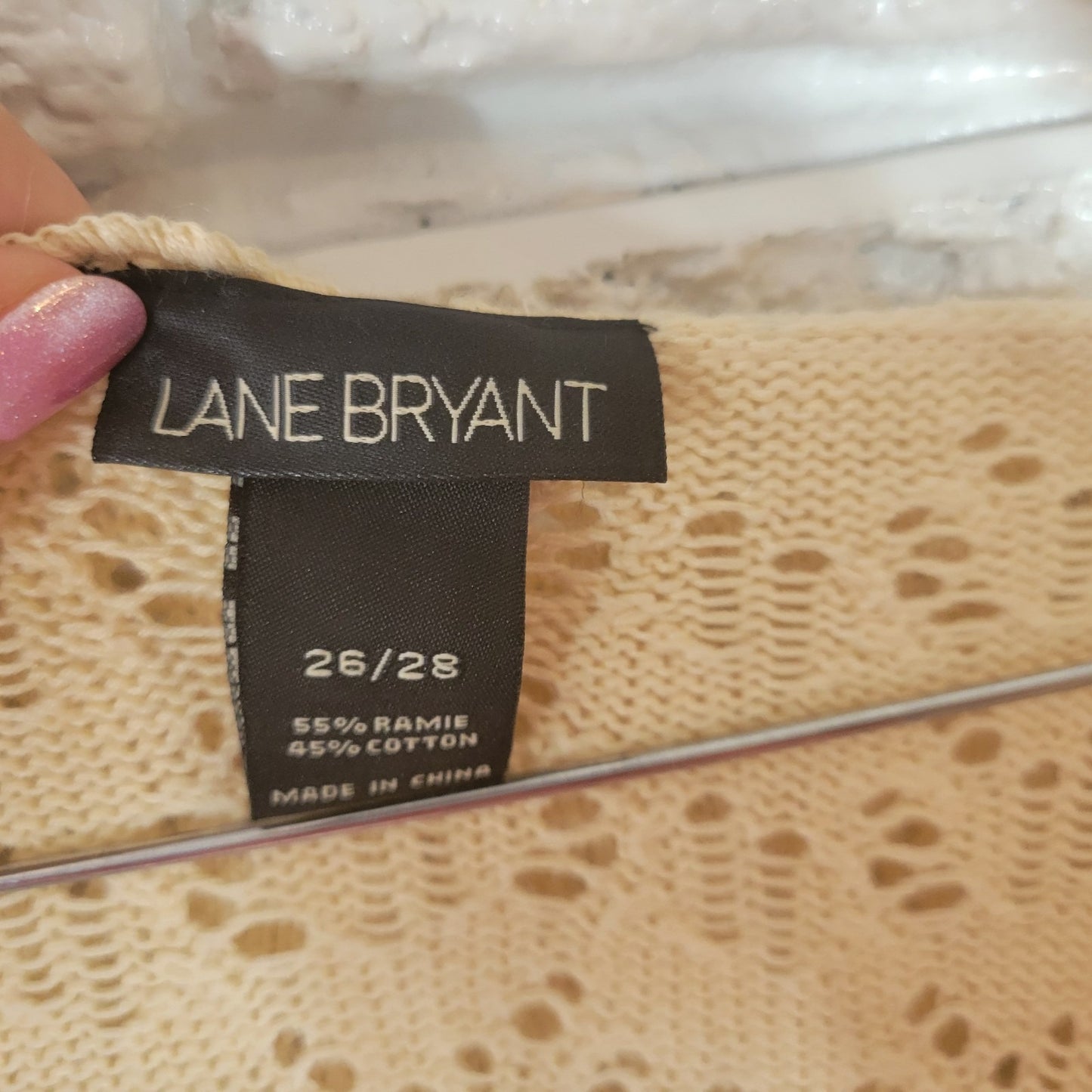 Lane Bryant Womens Sweater 26 28 Plus Cardigan Crop Hoodie One Button Off White