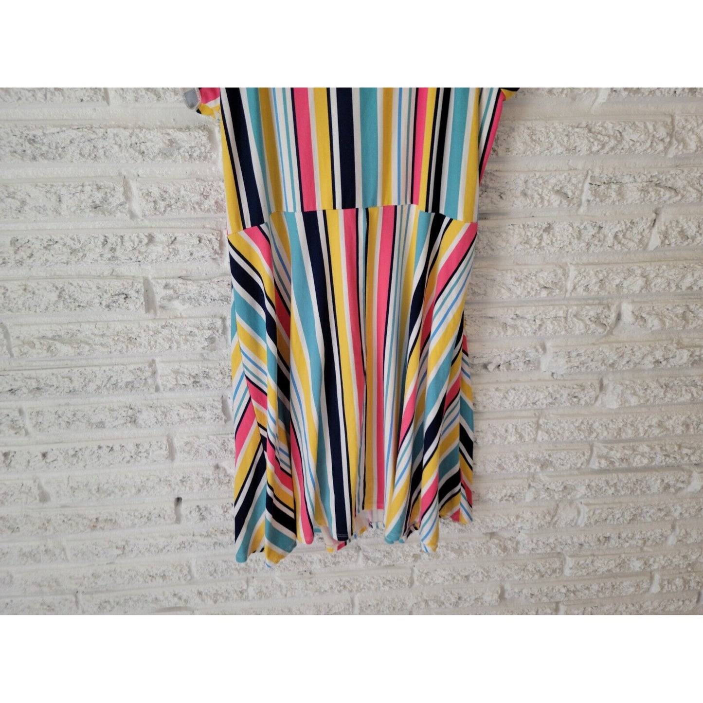 Arizona Womens Dress 2XL Mini Fit Flare Cap Sleeve On Off Shoulder Multi Stripe