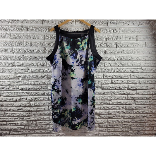 Ashley Stewart Womens Dress 26 Plus Sleeveless Purple Floral Keyhole Zip Office