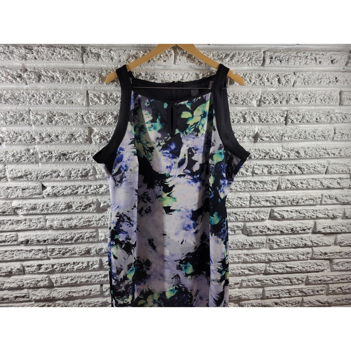 Ashley Stewart Womens Dress 26 Plus Sleeveless Purple Floral Keyhole Zip Office