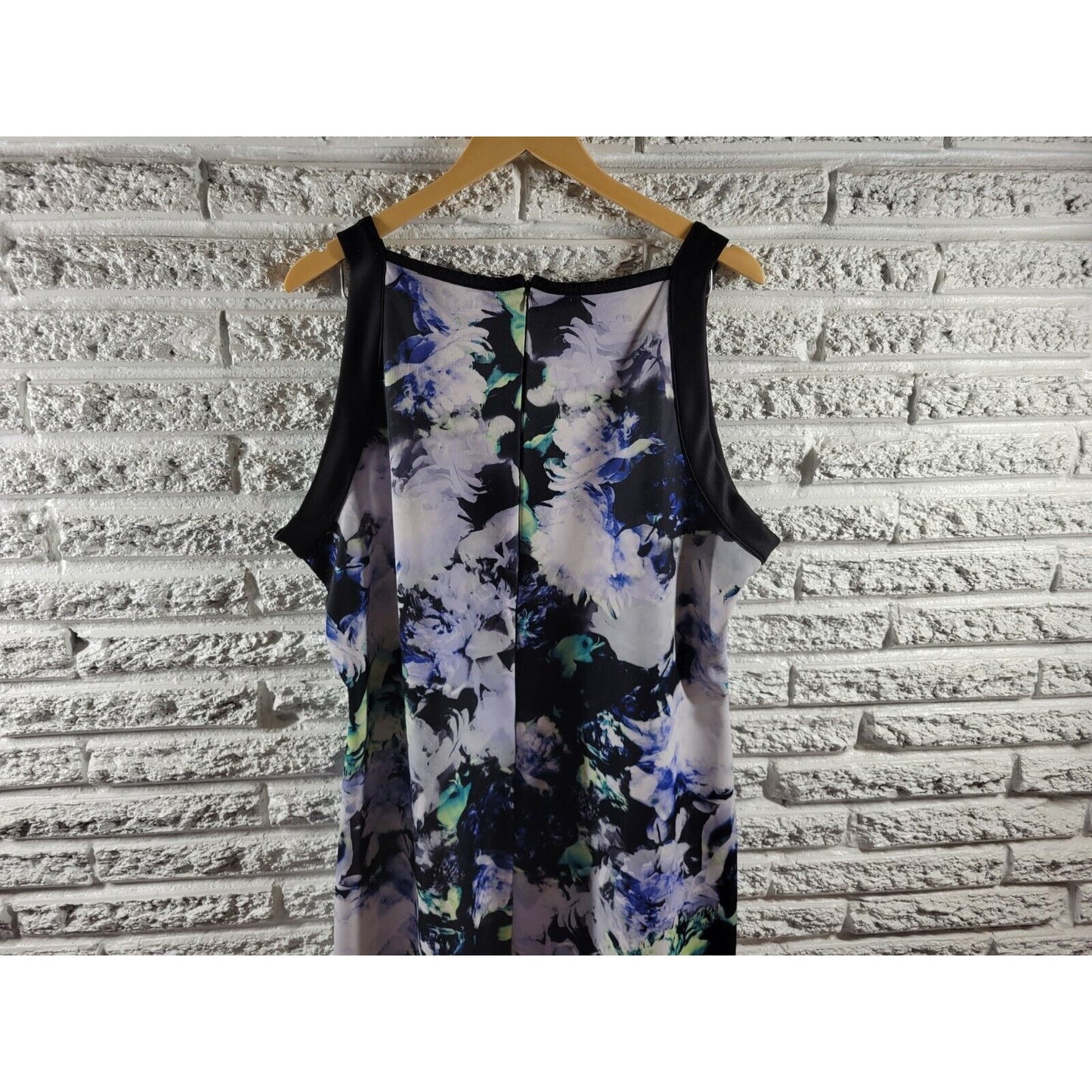 Ashley Stewart Womens Dress 26 Plus Sleeveless Purple Floral Keyhole Zip Office
