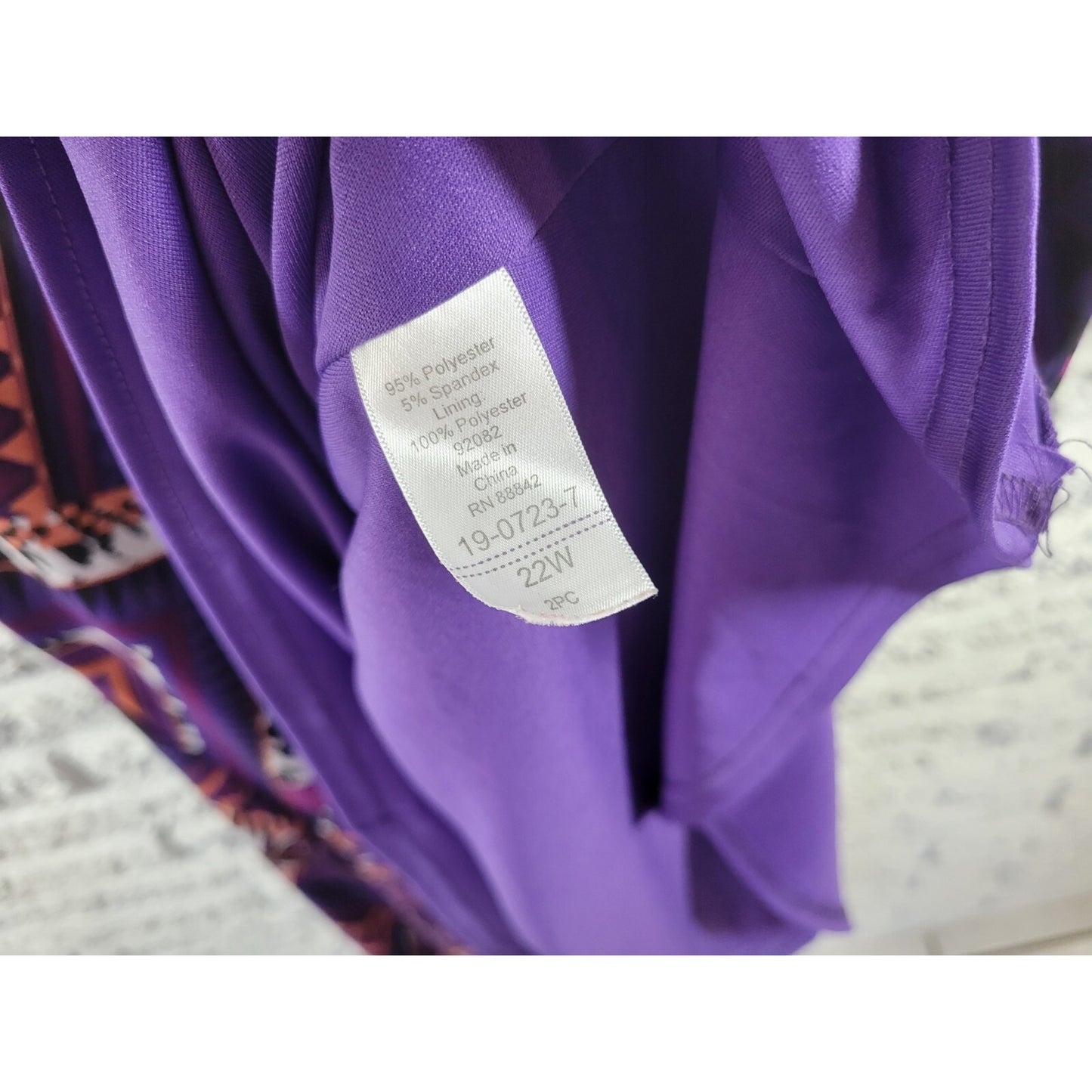 Roamans Women Dress 22W Plus Sleeveless Midi Purple Geometric Asymmetric Lined