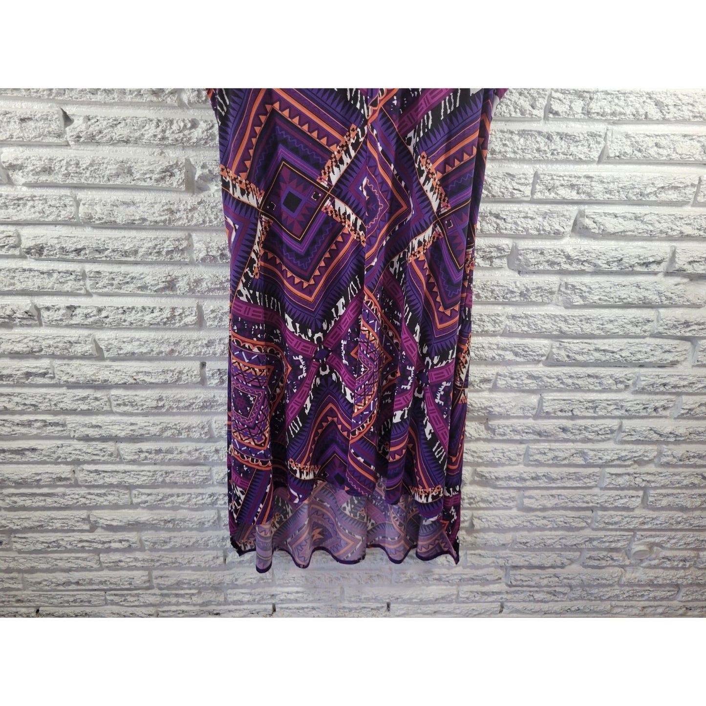 Roamans Women Dress 22W Plus Sleeveless Midi Purple Geometric Asymmetric Lined