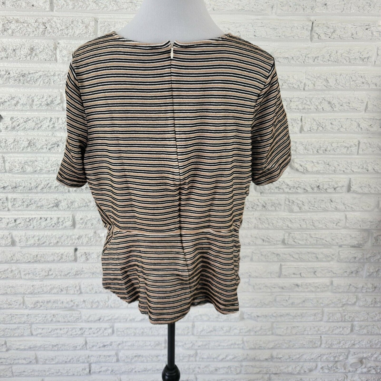 Talbots Womens Top 2XP Plus Pullover Tee Knit Black Raised Stripe Office Casual