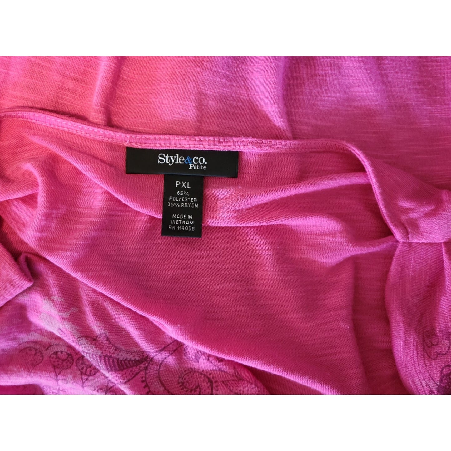 Style & Co Women Top PXL Petite Extra Large XL 3/4 Sleeve Studs Pink Cowl